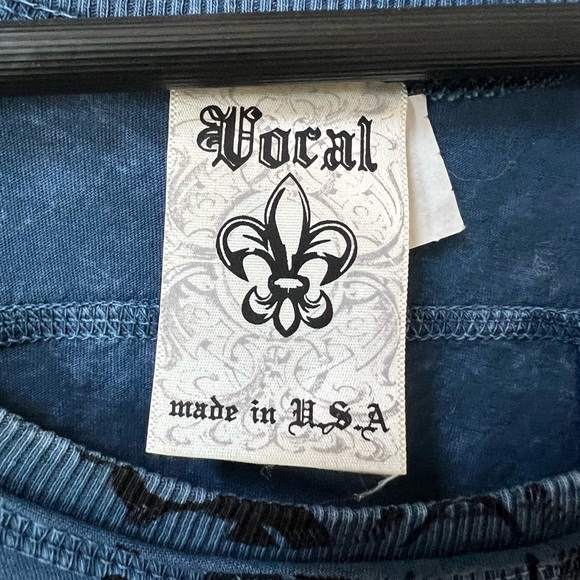 Vocal Rhinestones/Crystal Embellished Blue Cross Tank Top Sz Medium - Picture 6 of 12